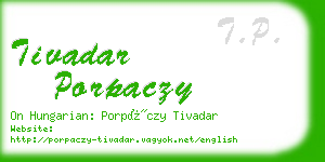 tivadar porpaczy business card